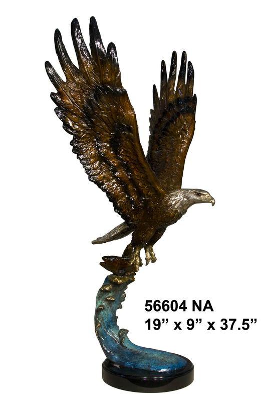 Bronze Flying Eagle On Wave 37.5" Bronze Flying Eagle On Wave 37.5"