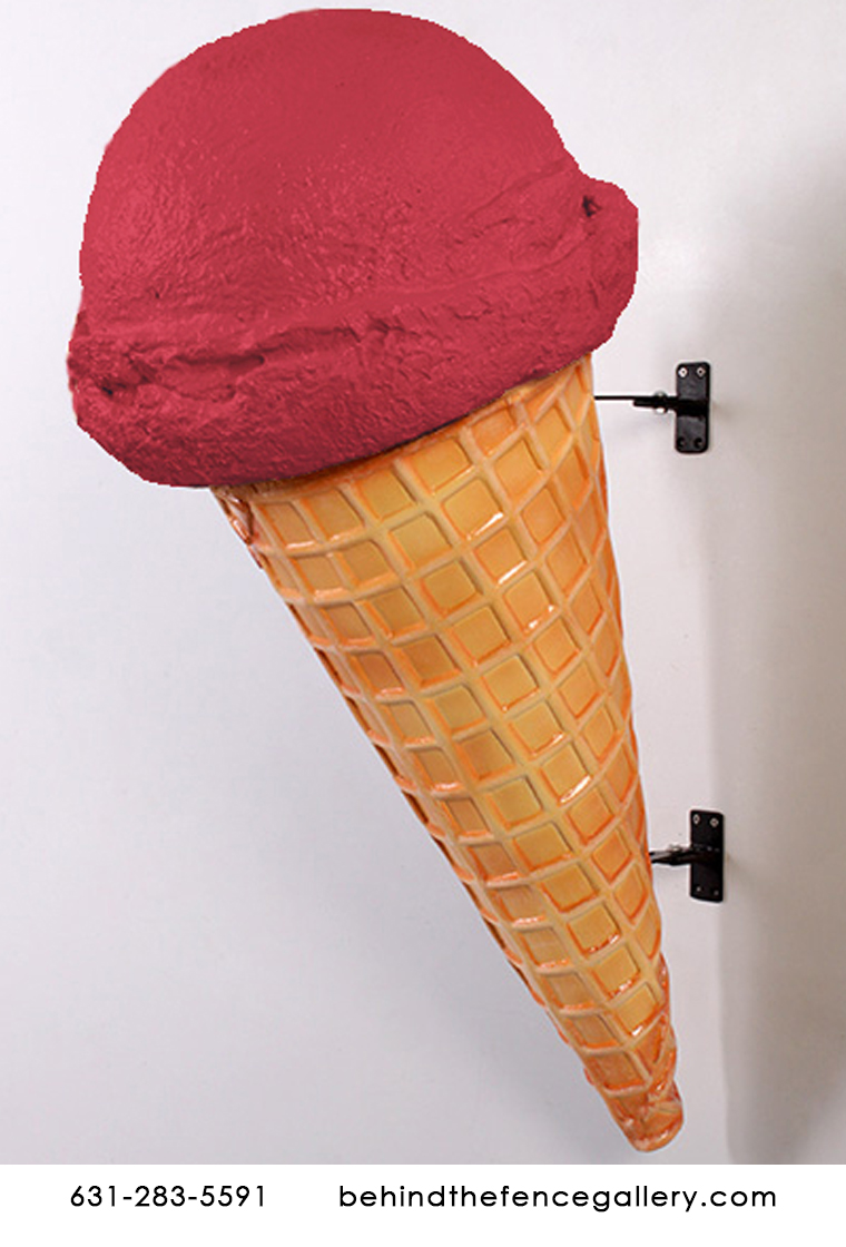 Cherry Hard Scoop Wall Mounted Ice Cream Cone Statue Cherry Hard Scoop Wall Mounted Ice Cream Cone Statue