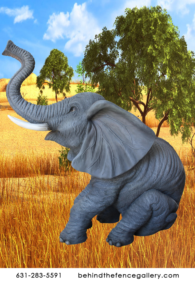 Elephant Sitting Trunk Up Elephant Sitting Trunk Up