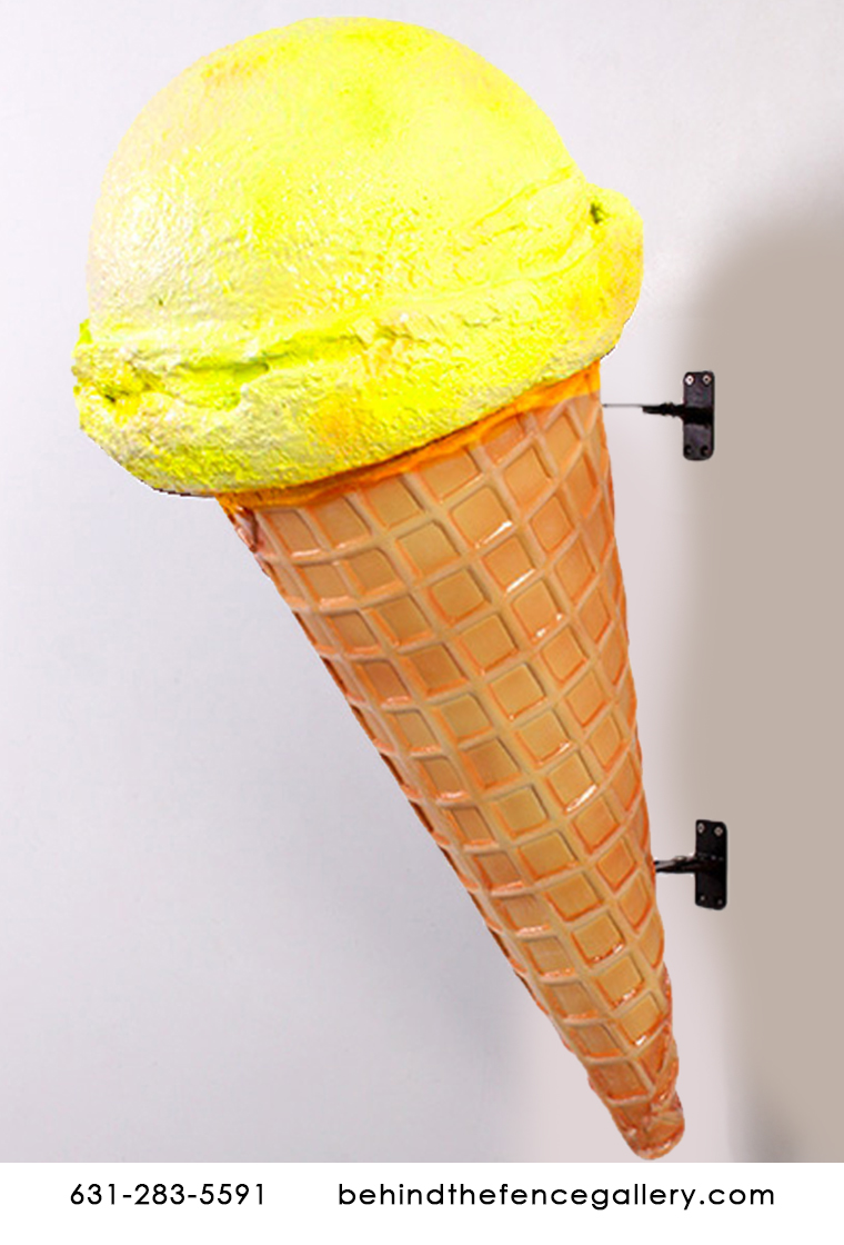 Lemon Hard Scoop Wall Mounted Ice Cream Cone Statue Lemon Hard Scoop Wall Mounted Ice Cream Cone Statue