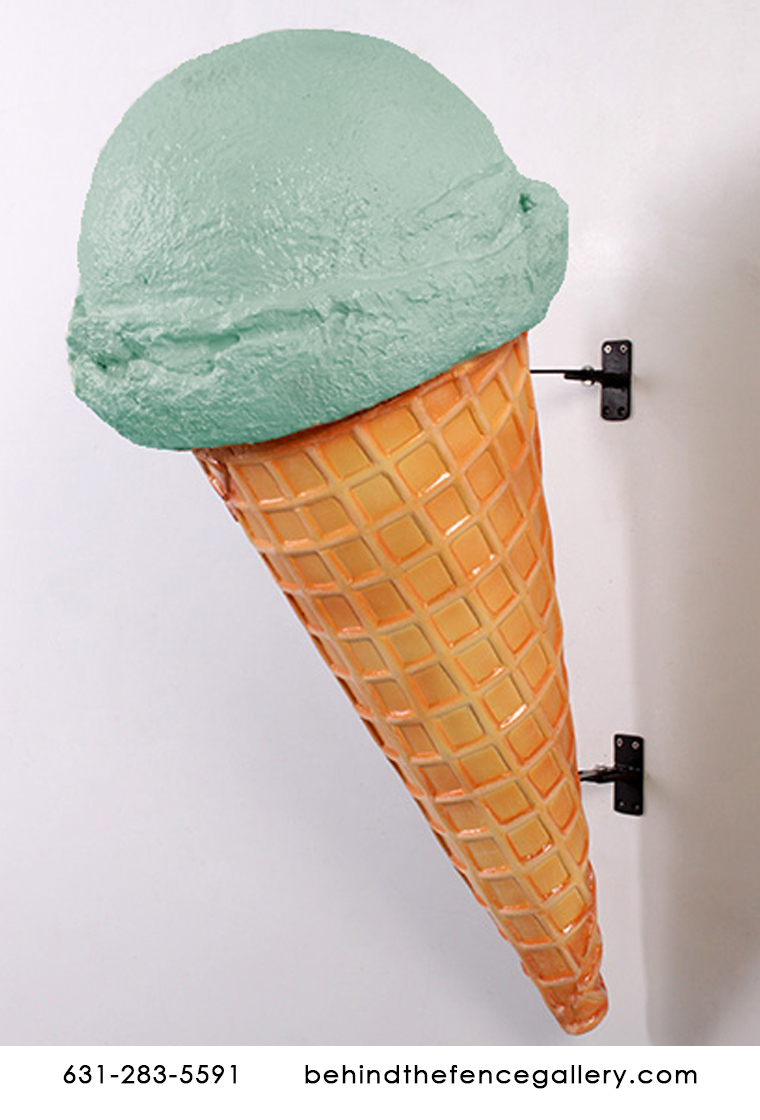 Mint Hard Scoop Wall Mounted Ice Cream Cone Statue Mint Hard Scoop Wall Mounted Ice Cream Cone Statue