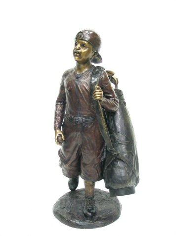 Bronze Boy carrying a Golf Bag Bronze Boy carrying a Golf Bag