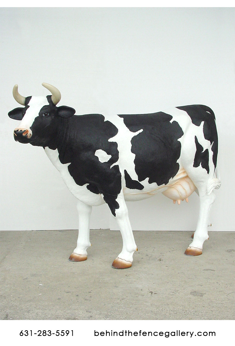 Black & White Cow Statue - Head Up Black & White Cow Statue - Head Up