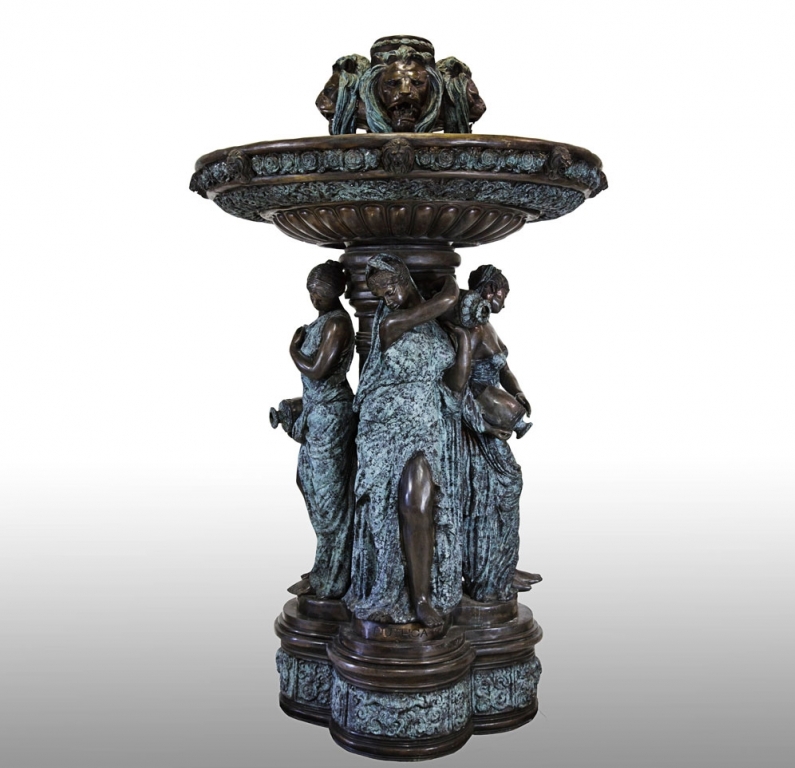 Bronze Lion Heads & Four Ladies Fountain Bronze Lion Heads & Four Ladies Fountain