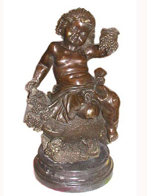 Bronze Cherub with Grapes Bronze Cherub with Grapes