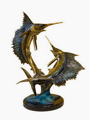 Bronze Swordfish on Marble Base Bronze Swordfish on Marble Base