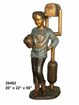 Bronze Football Boy on Mailbox Bronze Football Boy on Mailbox