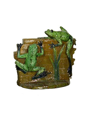 Bronze 2 Frogs on a Wall - Special Patina Bronze 2 Frogs on a Wall - Special Patina