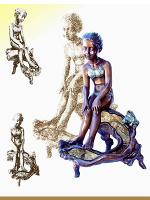 Bronze Girl with Frog Fountain Bronze Girl with Frog Fountain