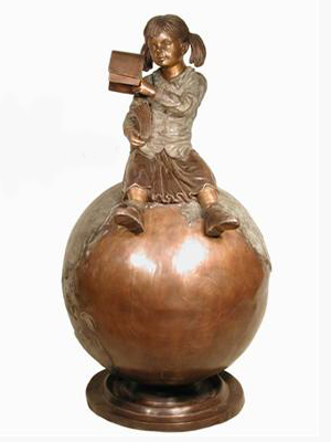 Bronze Girl sitting on a Globe Reading Bronze Girl sitting on a Globe Reading