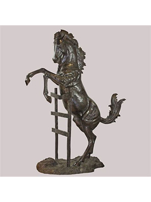 Bronze Rearing Horse on Fence Bronze Rearing Horse on Fence