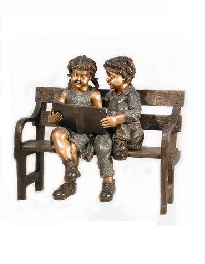 Bronze Kids Reading On Bench Bronze Kids Reading On Bench