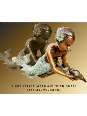Bronze Little Mermaid with Shell Bronze Little Mermaid with Shell