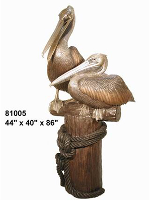 2 Bronze Pelicans on a Dock 2 Bronze Pelicans on a Dock