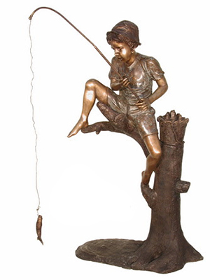 Bronze Boy Fishing on Tree Bronze Boy Fishing on Tree