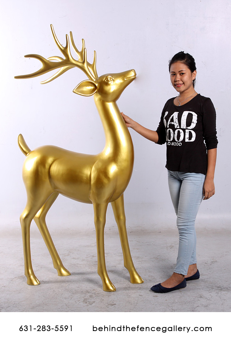 Standing Gold Reindeer Statue Standing Gold Reindeer Statue