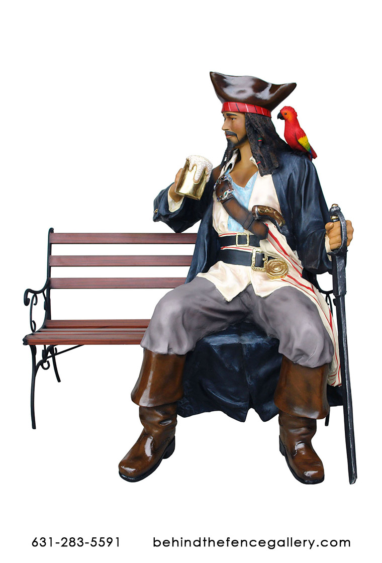 Pirate Sitting Statue on Bench Pirate Sitting Statue on Bench
