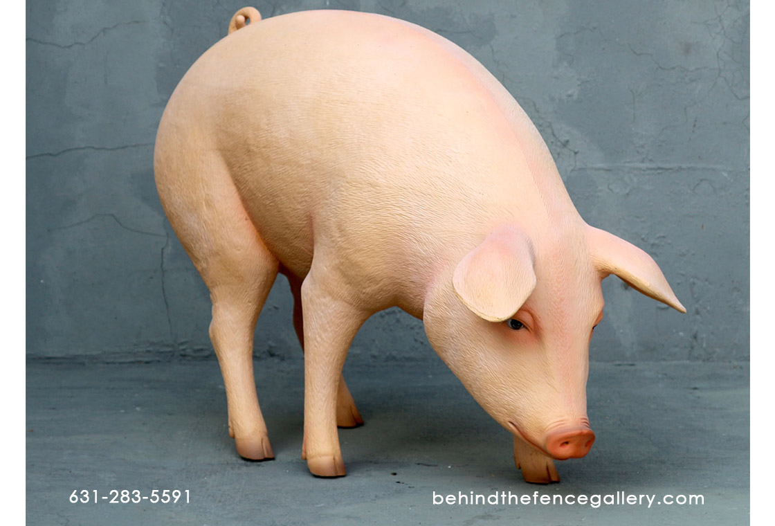 Pink Pig Statue with Head Down Pink Pig Statue with Head Down