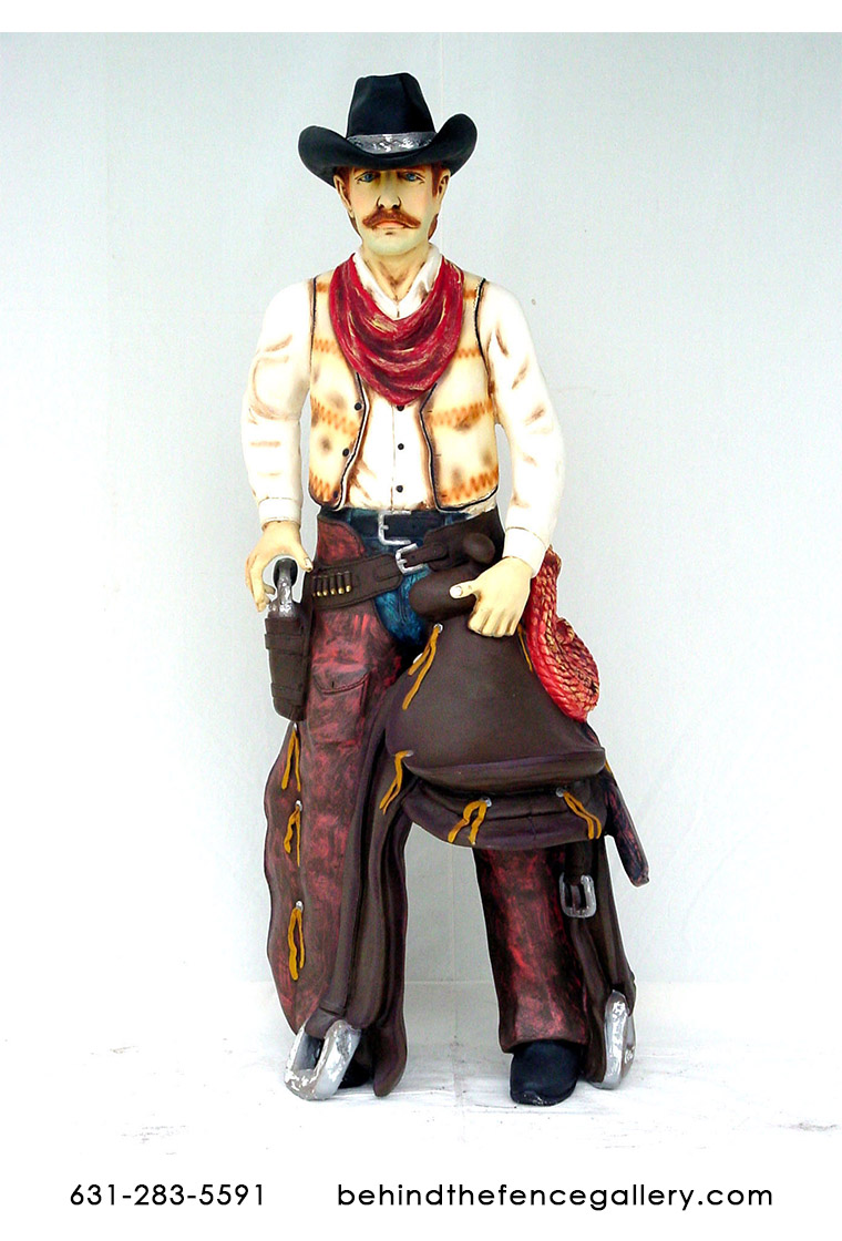 Cowboy w/ Saddle Statue 6ft Cowboy w/ Saddle Statue 6ft