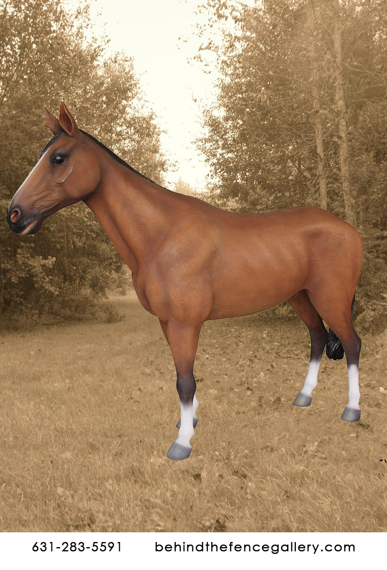 Brown Horse Life Size Statue (Sculpted Hair) Brown Horse Life Size Statue (Sculpted Hair)