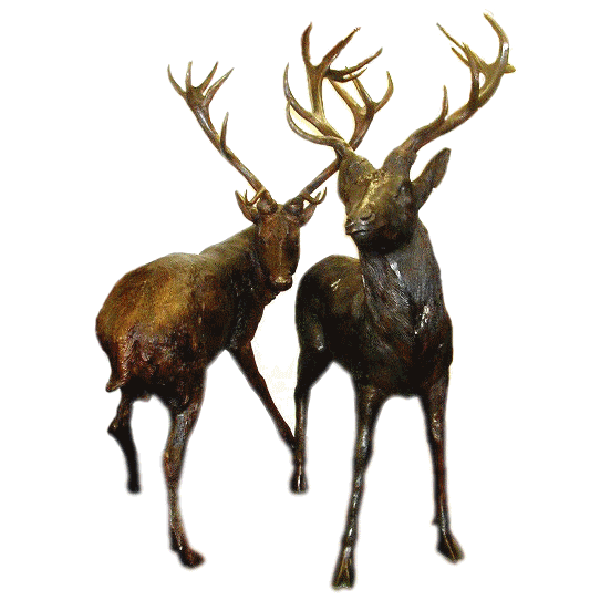 Pair Bronze Elk Pair Bronze Elk