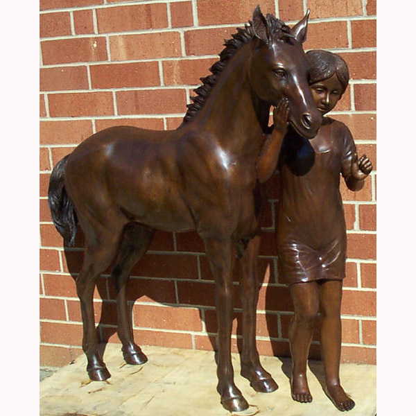 Bronze Girl with Pony Statue Bronze Girl with Pony Statue