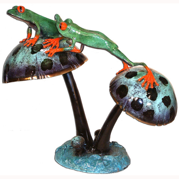 Bronze Two Frogs on Mushroom Bronze Two Frogs on Mushroom