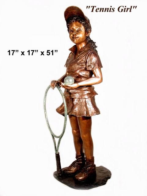 Bronze Girl Holding a Tennis Racquet Bronze Girl Holding a Tennis Racquet