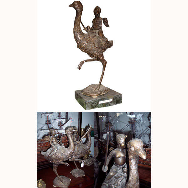 Bronze Soldier with a Sword on a Ostrige Bronze Soldier with a Sword on a Ostrige