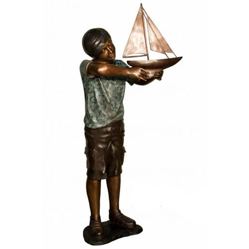 Bronze Kid with the boat Bronze Kid with the boat