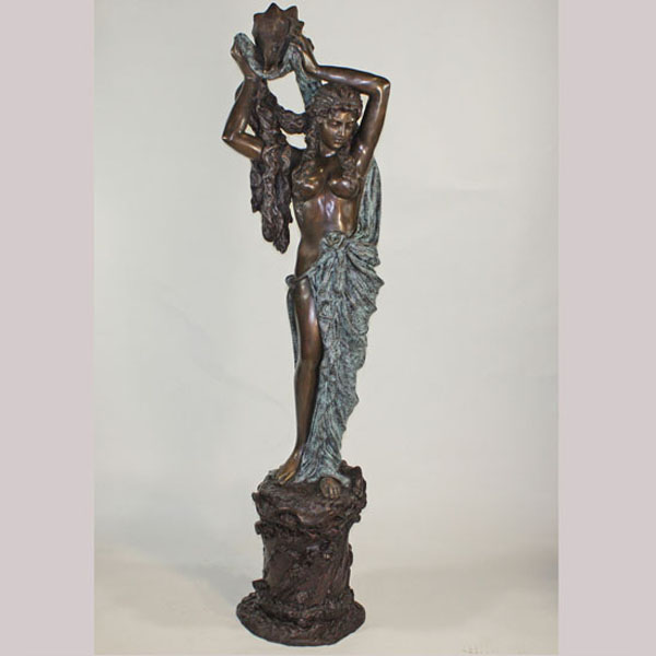 Tall Bronze Lady with Shell Fountain Tall Bronze Lady with Shell Fountain