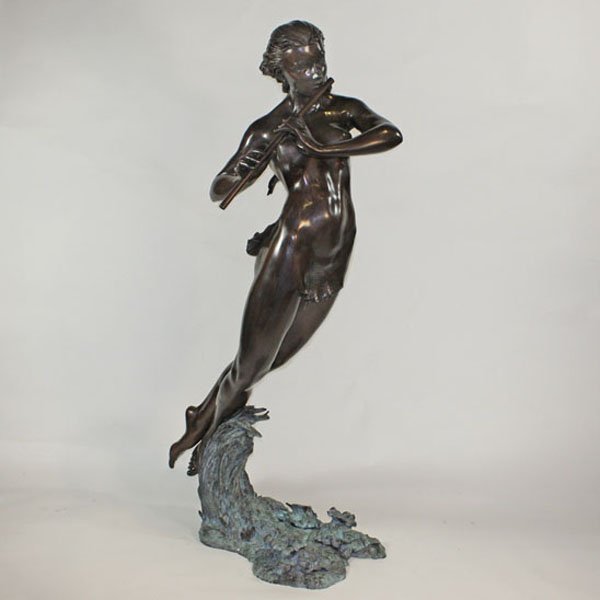 Bronze Girl on Water Playing the Flute Fountain Bronze Girl on Water Playing the Flute Fountain