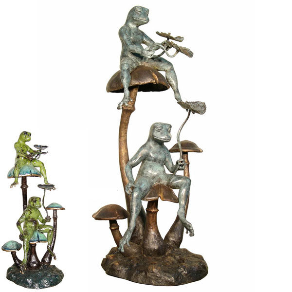 Bronze Pair of Frogs on Mushrooms Bronze Pair of Frogs on Mushrooms