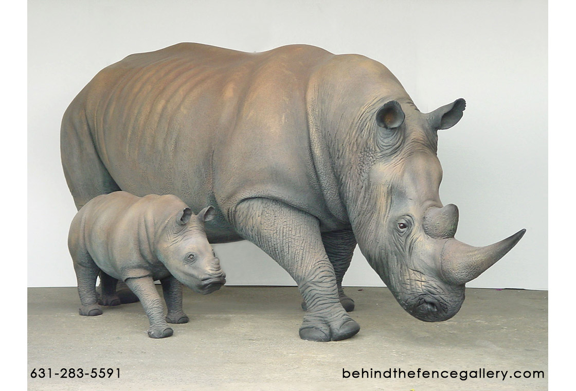 Mother Rhinoceros and Baby Statue Set Mother Rhinoceros and Baby Statue Set