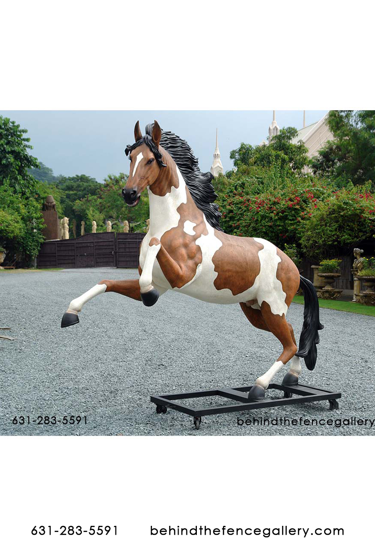 Rearing Indian Horse Statue with Metal Base Rearing Indian Horse Statue with Metal Base