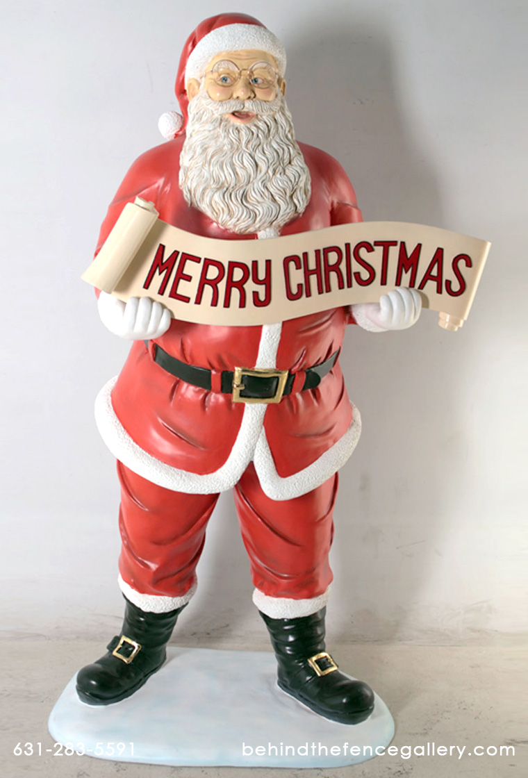 Santa Statue with Christmas Banner 5 ft. Santa Statue with Christmas Banner 5 ft.