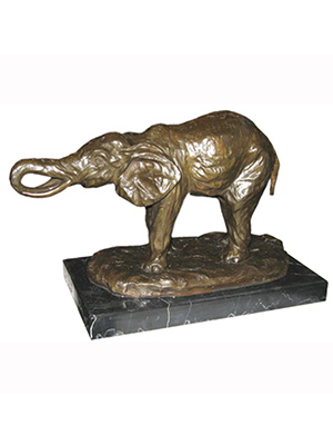 Bronze Small Elephant with Marble Base Bronze Small Elephant with Marble Base