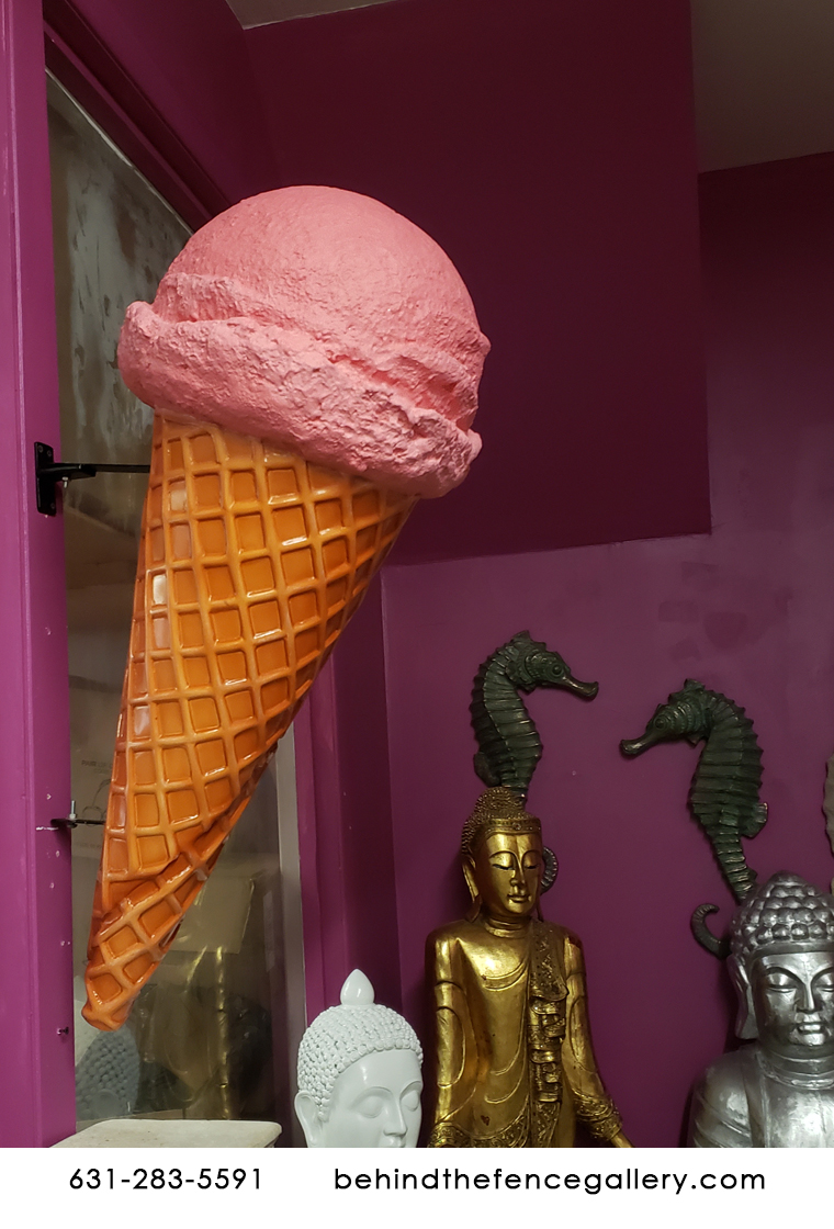 Strawberry Hard Scoop Wall Mounted Ice Cream Cone Statue Strawberry Hard Scoop Wall Mounted Ice Cream Cone Statue