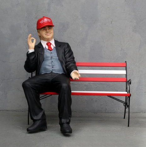 Donald Trump on Bench Wearing MAGA Hat Donald Trump on Bench Wearing MAGA Hat